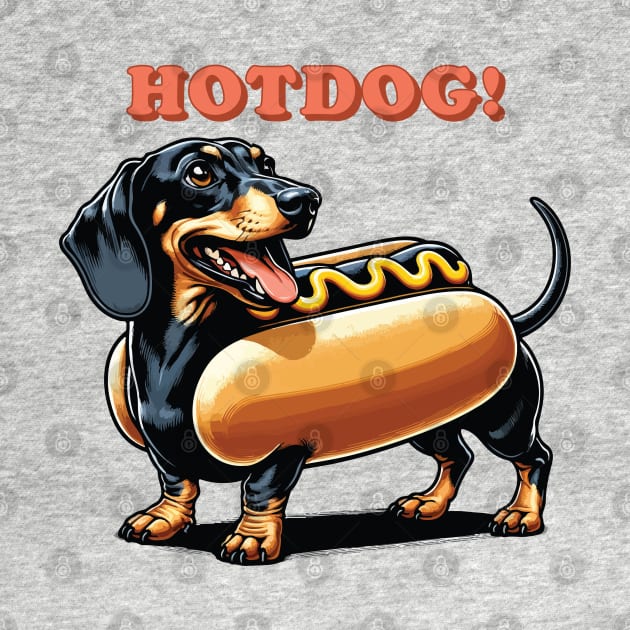 Wiener Dog Hotdog | Long Dachshund Black & Tan Dog in Bun Suit | Sausage Dog by BraaiNinja